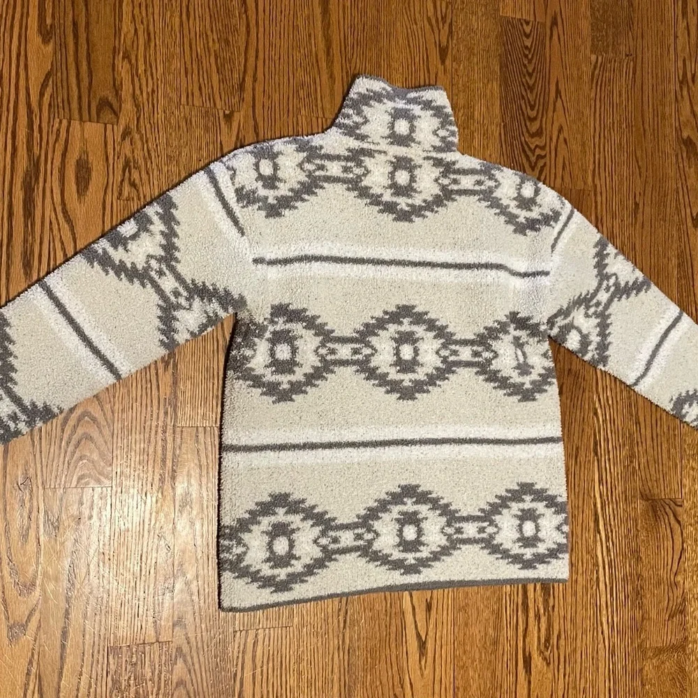 Simply Southern Tan/White/Grey Quarter Zip Pullover MEDIUM
